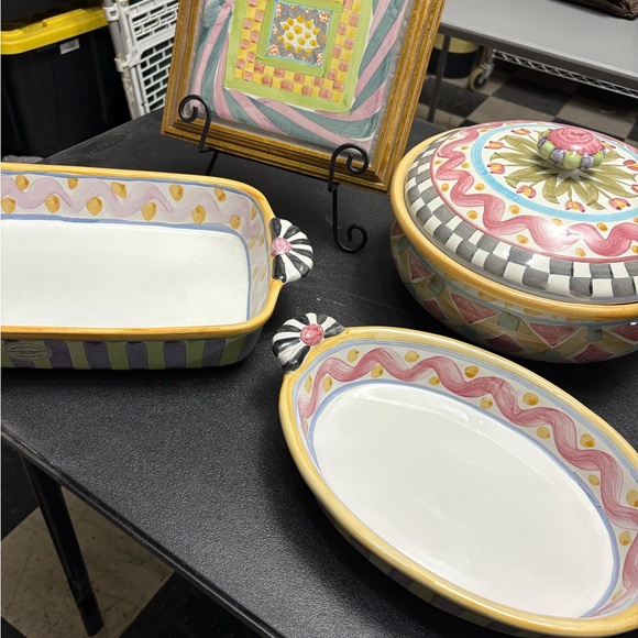 MacKenzie-Childs Other - MacKenzie-Childs bundle.Purple, yellow, pink, blue, green with checkers dishes.